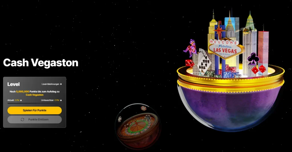 JustCasino Casino Cash Vegaston Level System mit Punkten und Belohnungen
