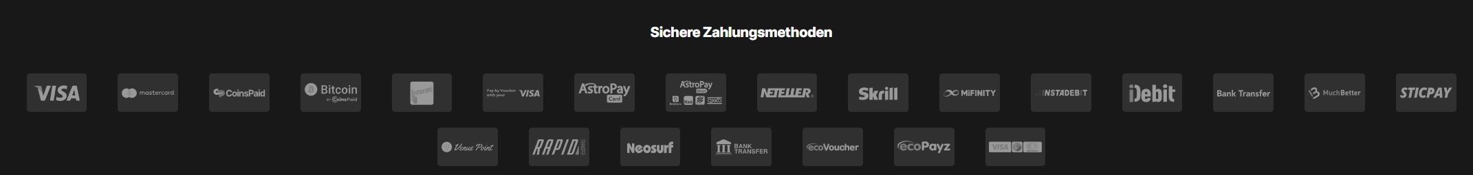 JustCasino Casino Zahlungsmethoden mit Visa, Kryptowährungen und E Wallets